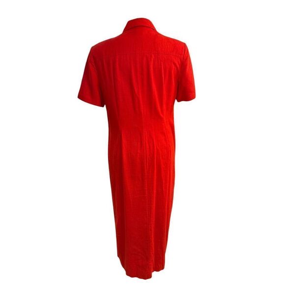 Vintage Linen Blend Maxi Dress by Virgo Sz. 12 Red Office Date Wedding - Picture 6 of 10